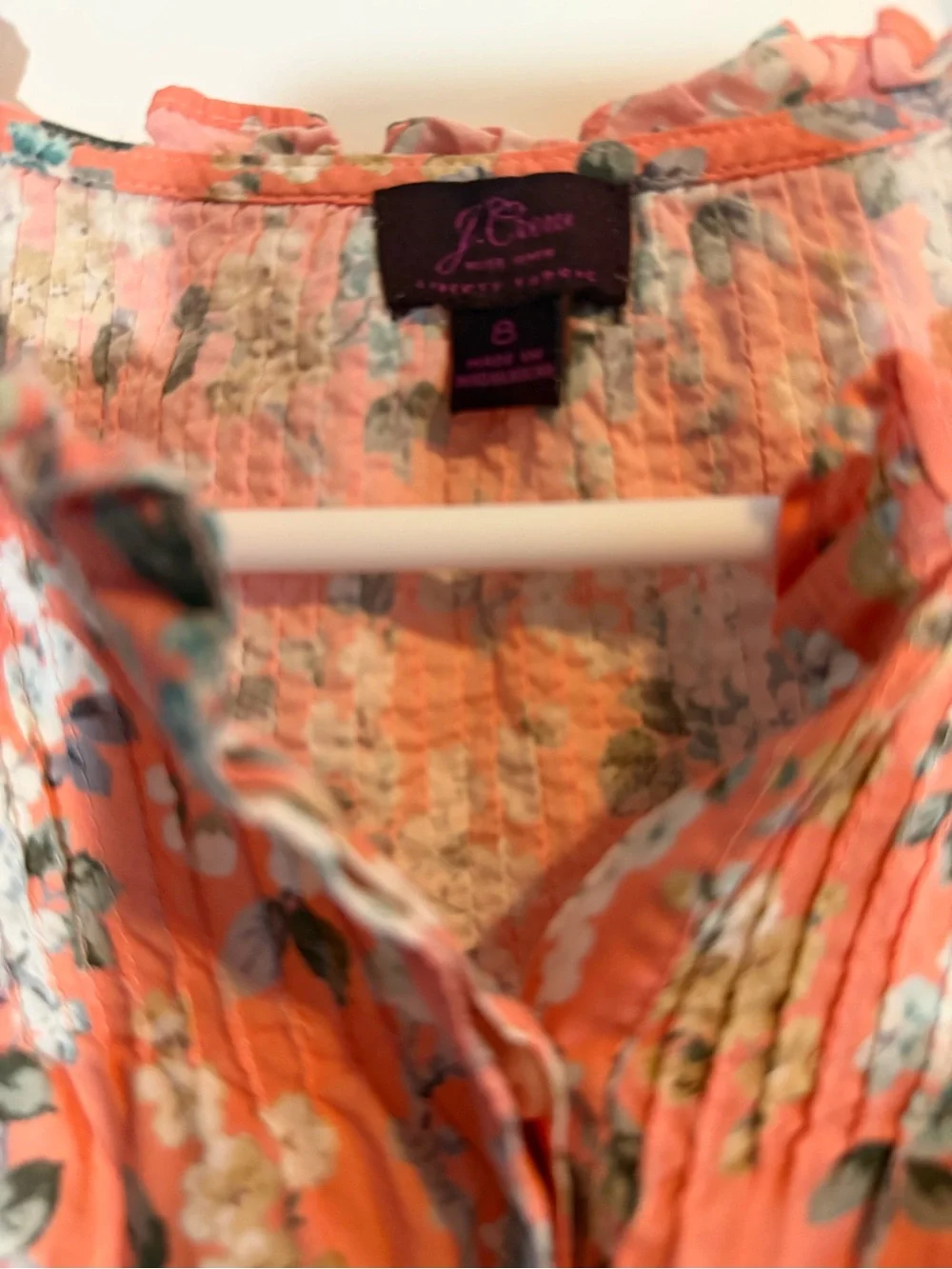 J. Crew Liberty Arts Fabric Coral Floral Button-Front Blouse